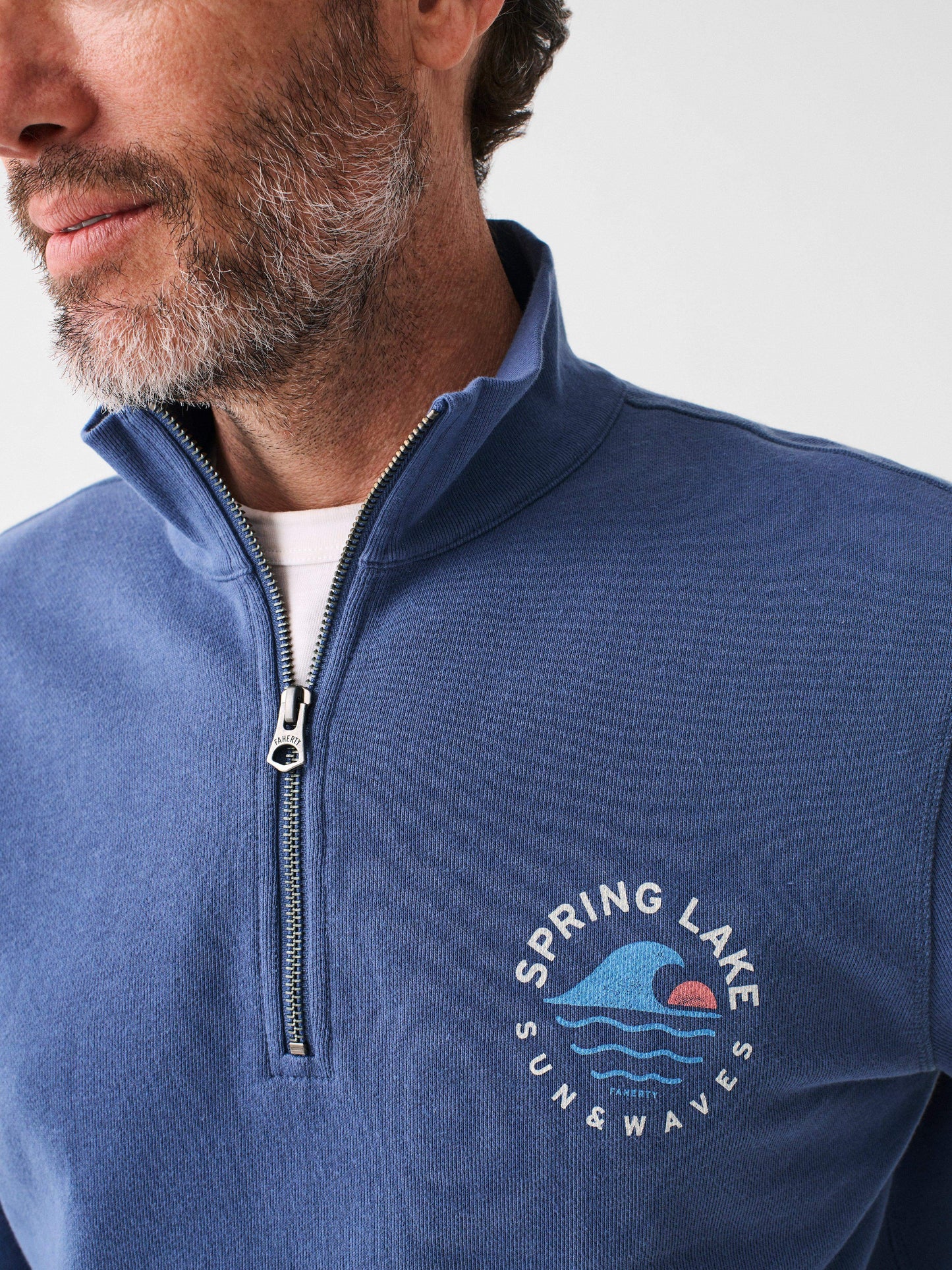 Spring Lake Long-Sleeve Terry Quarter Zip - Faded Navy