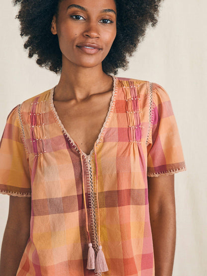 Margate Blouse - Sunset Desert Plaid