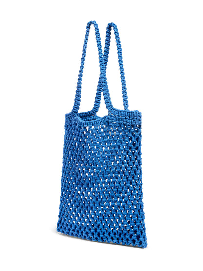 Sunwashed Macrame Tote - Strong Blue