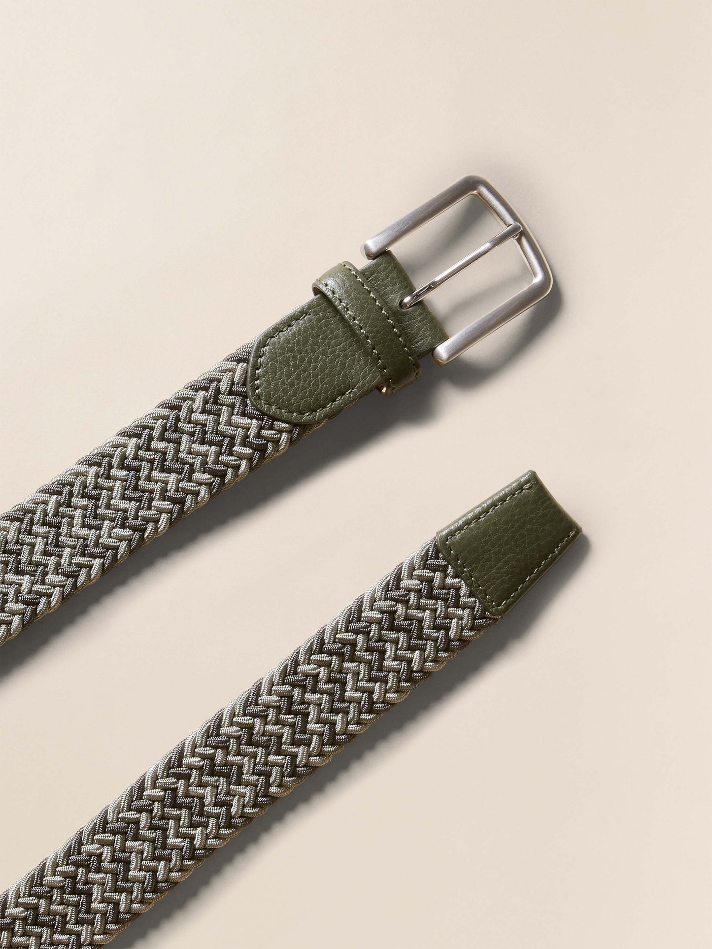 Mens Stretch Woven Belt - Green Multi