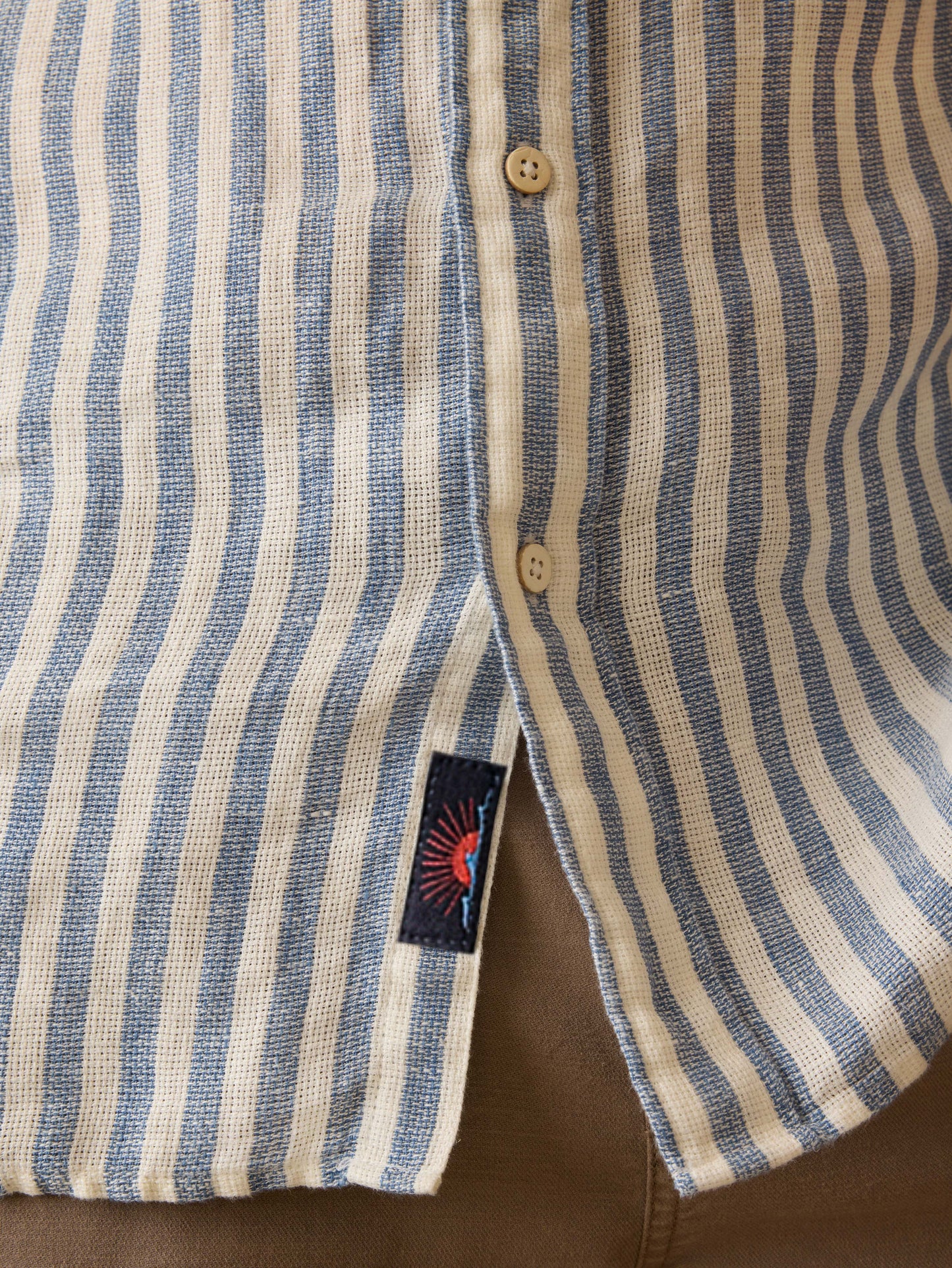 Short-Sleeve Palma Linen Shirt - Horizon Ivory Stripe