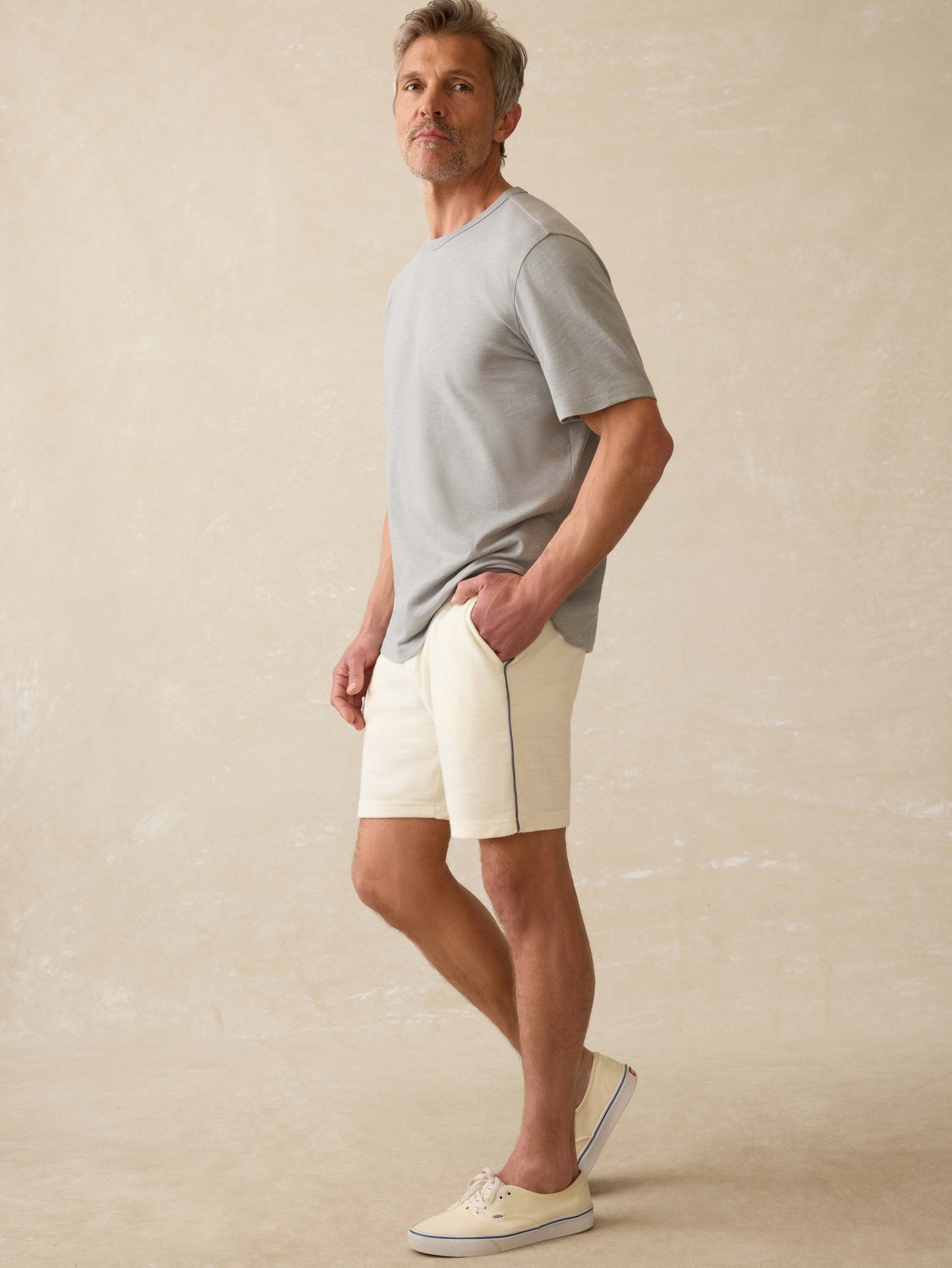 Cabana Towel Terry Sweatshort - Vintage White