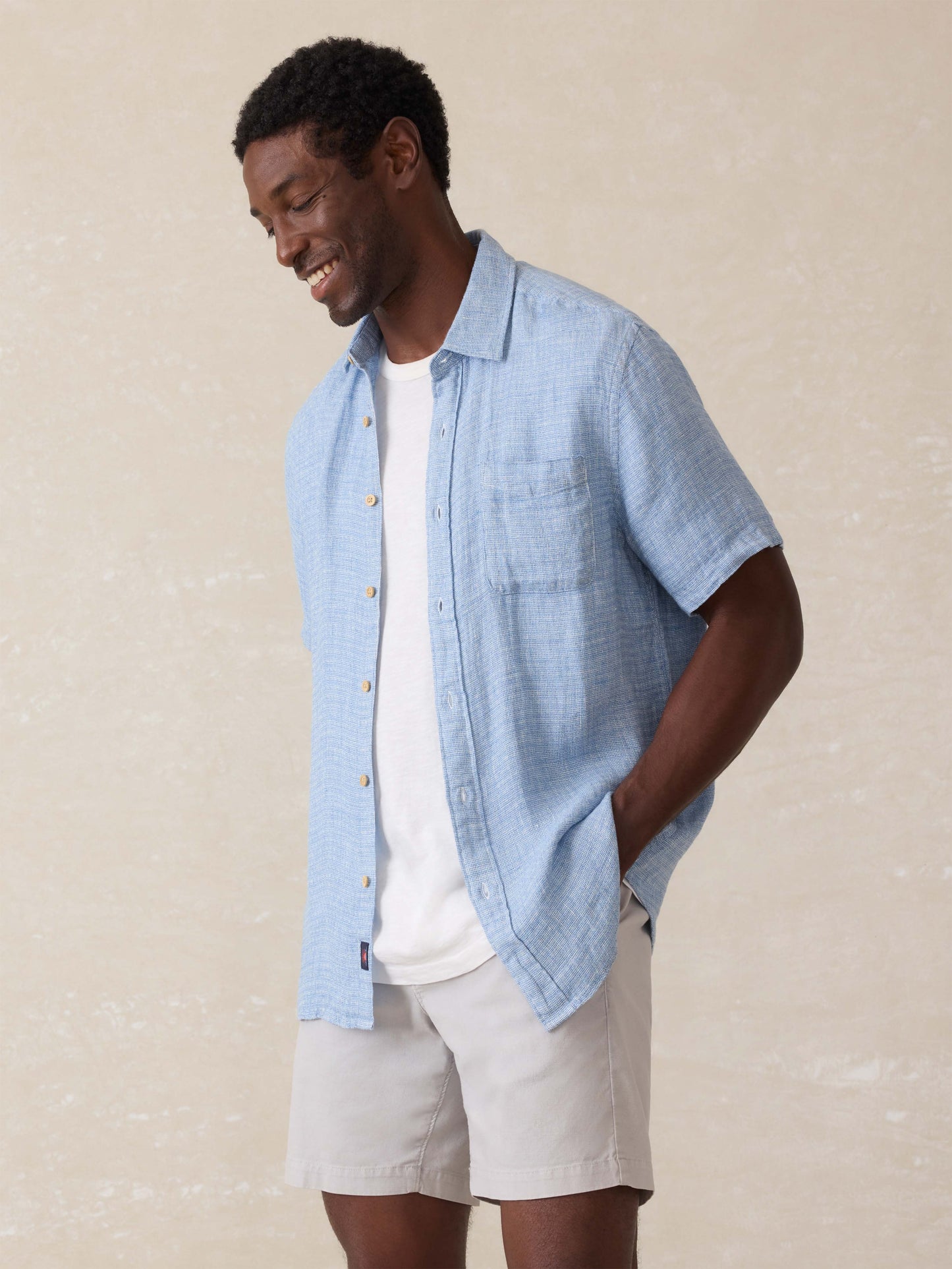 Tradewinds Linen Blend Short - Rain Cloud