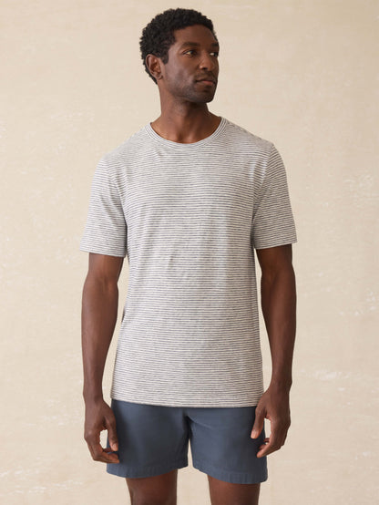 Sunwashed Regenerative Tee - Silver Sea Stripe