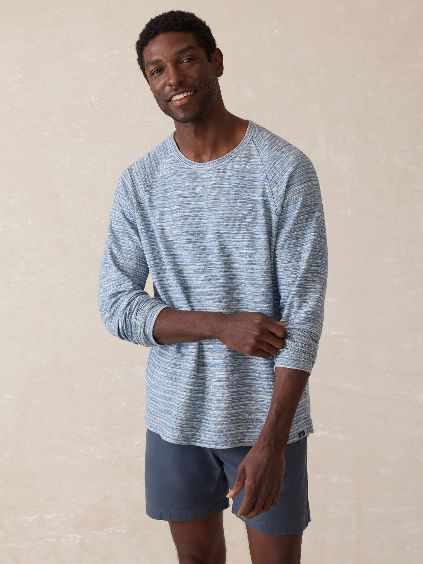 Indigo Crewneck Sweatshirt - Indigo Waterway Stripe