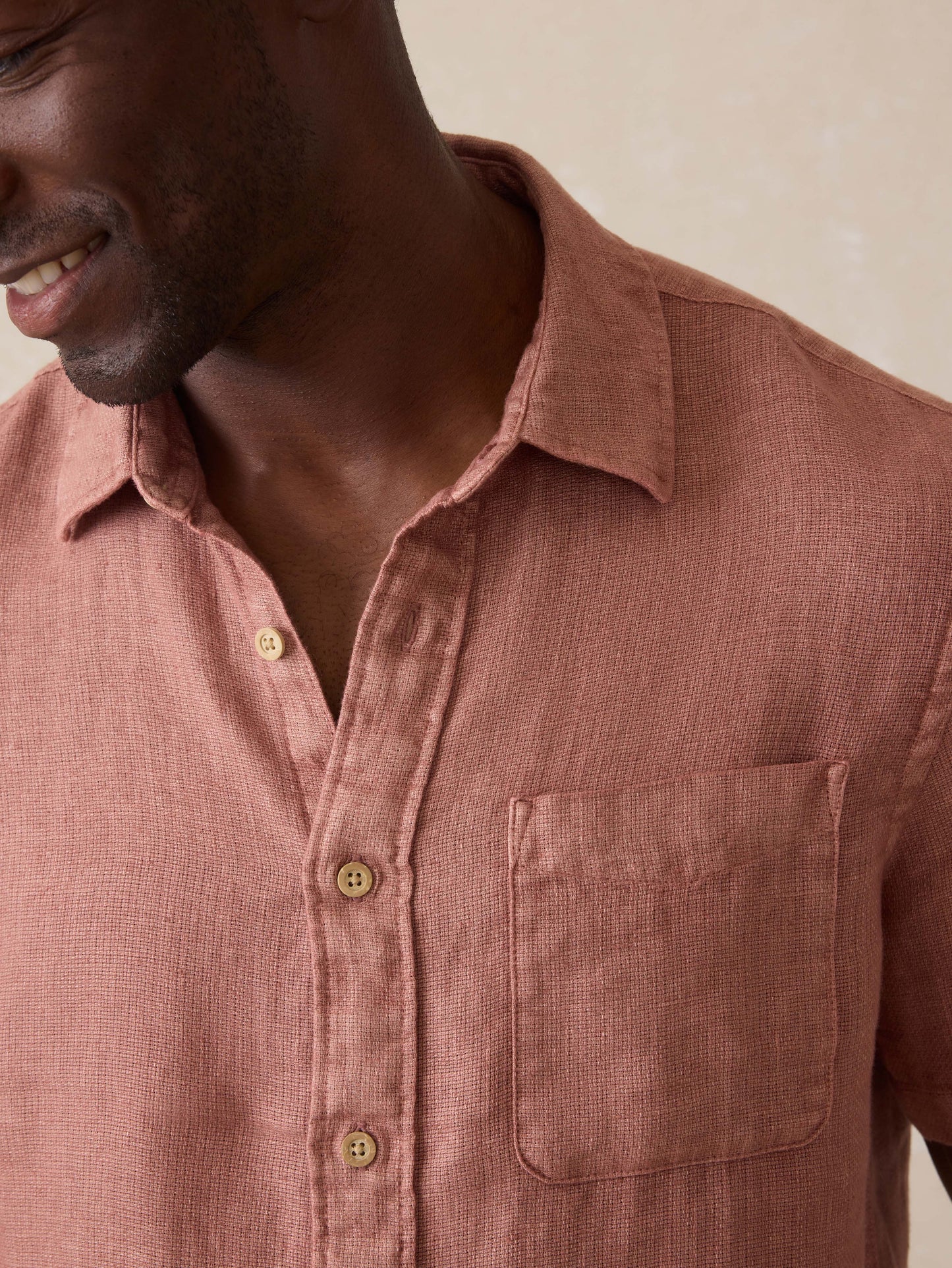 Short Sleeve Palma Linen Shirt - Cedar Rose