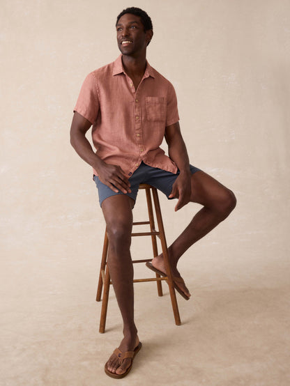 Short Sleeve Palma Linen Shirt - Cedar Rose
