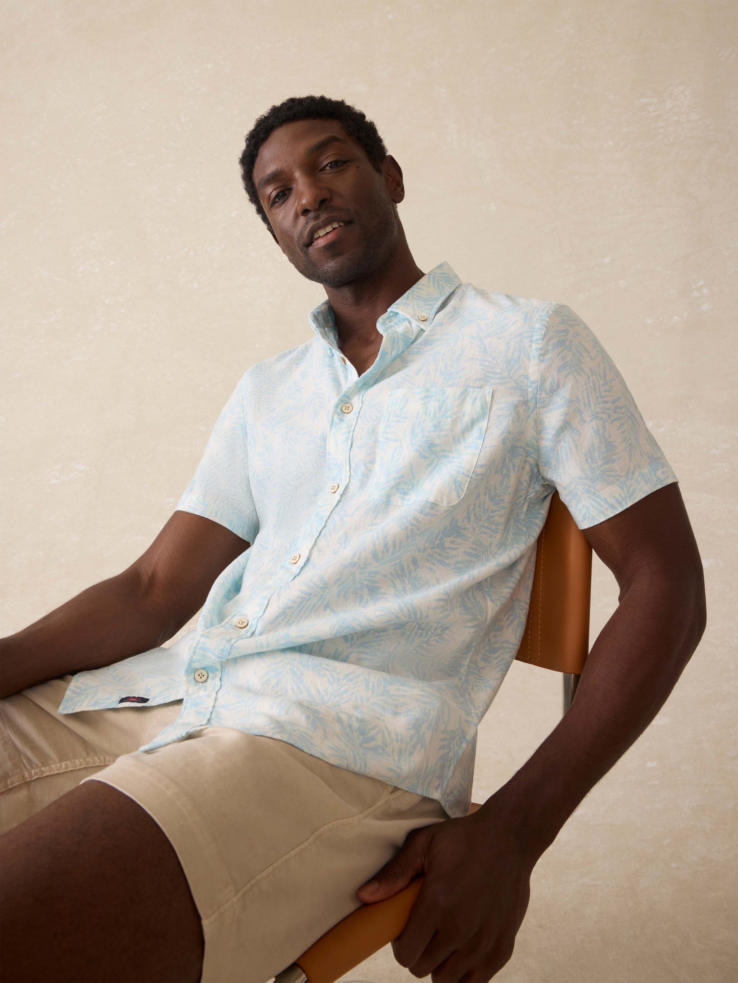 Short-Sleeve Breeze Shirt - Sky Beach Foliage