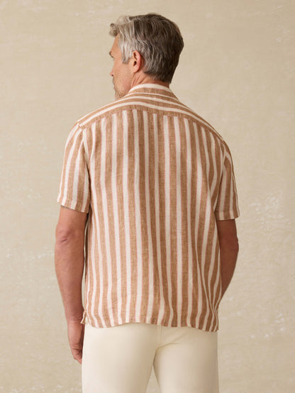 Short-Sleeve Palma Linen Camp Shirt - Sienna Valley Stripe