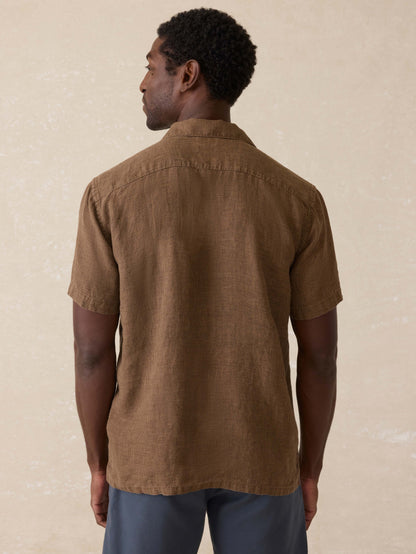 Short-Sleeve Reserve Basque Camp Shirt - Dark Oakwood Pincheck