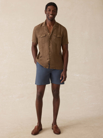 Short-Sleeve Reserve Basque Camp Shirt - Dark Oakwood Pincheck