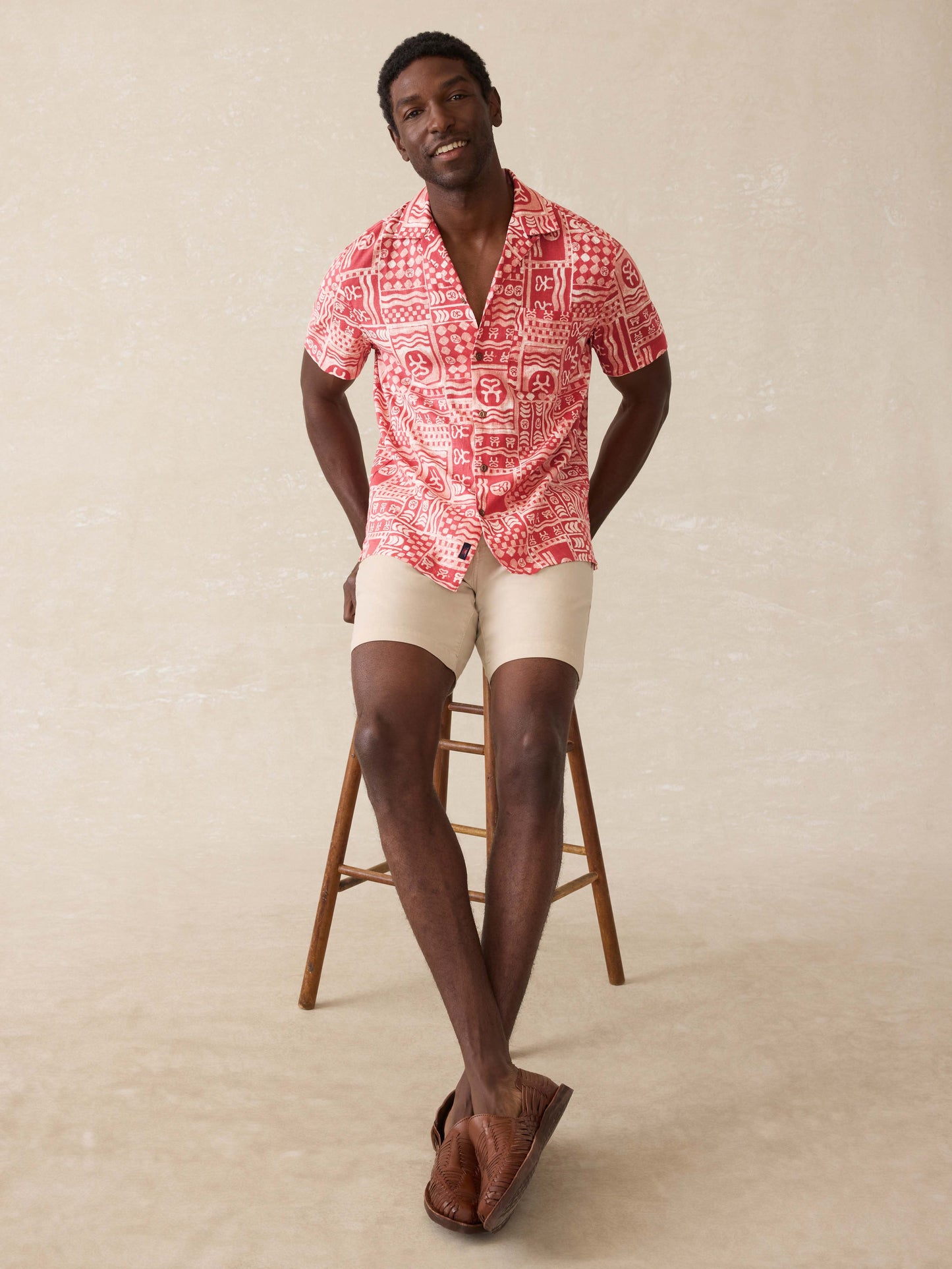 Surf Ghana Short Sleeve Breeze Camp Shirt - Sankofa Tile Clay