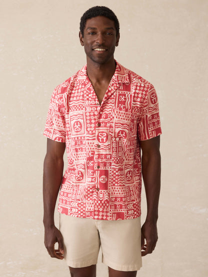 Surf Ghana Short Sleeve Breeze Camp Shirt - Sankofa Tile Clay