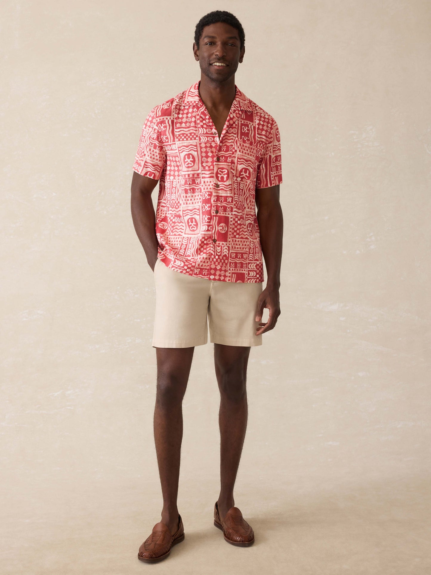 Surf Ghana Short Sleeve Breeze Camp Shirt - Sankofa Tile Clay