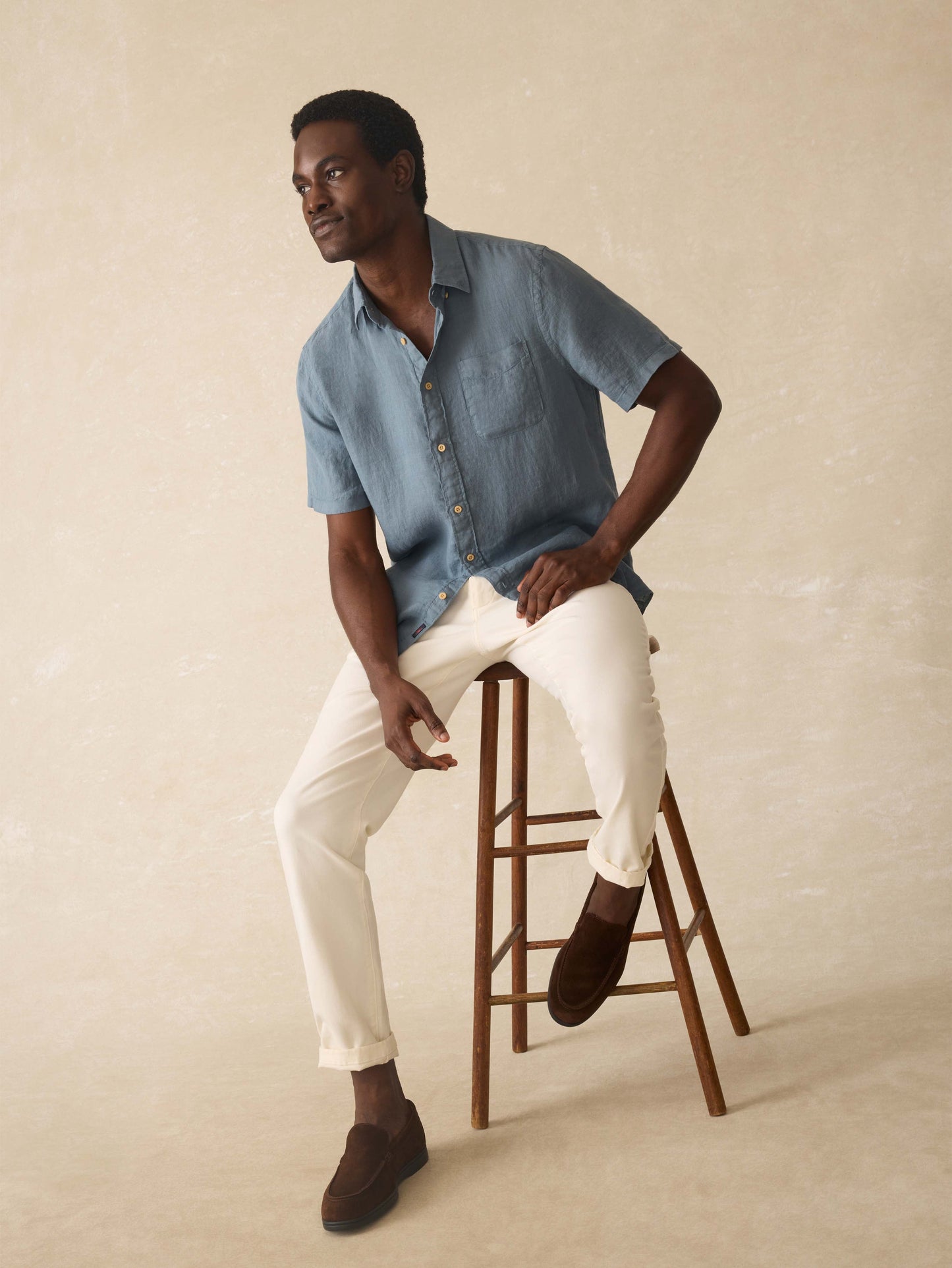Short Sleeve Laguna Linen Shirt - Deep Marine