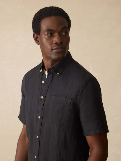 Short Sleeve Laguna Linen Shirt - Ridge Black