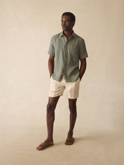 Short Sleeve Laguna Linen Shirt - Spruce
