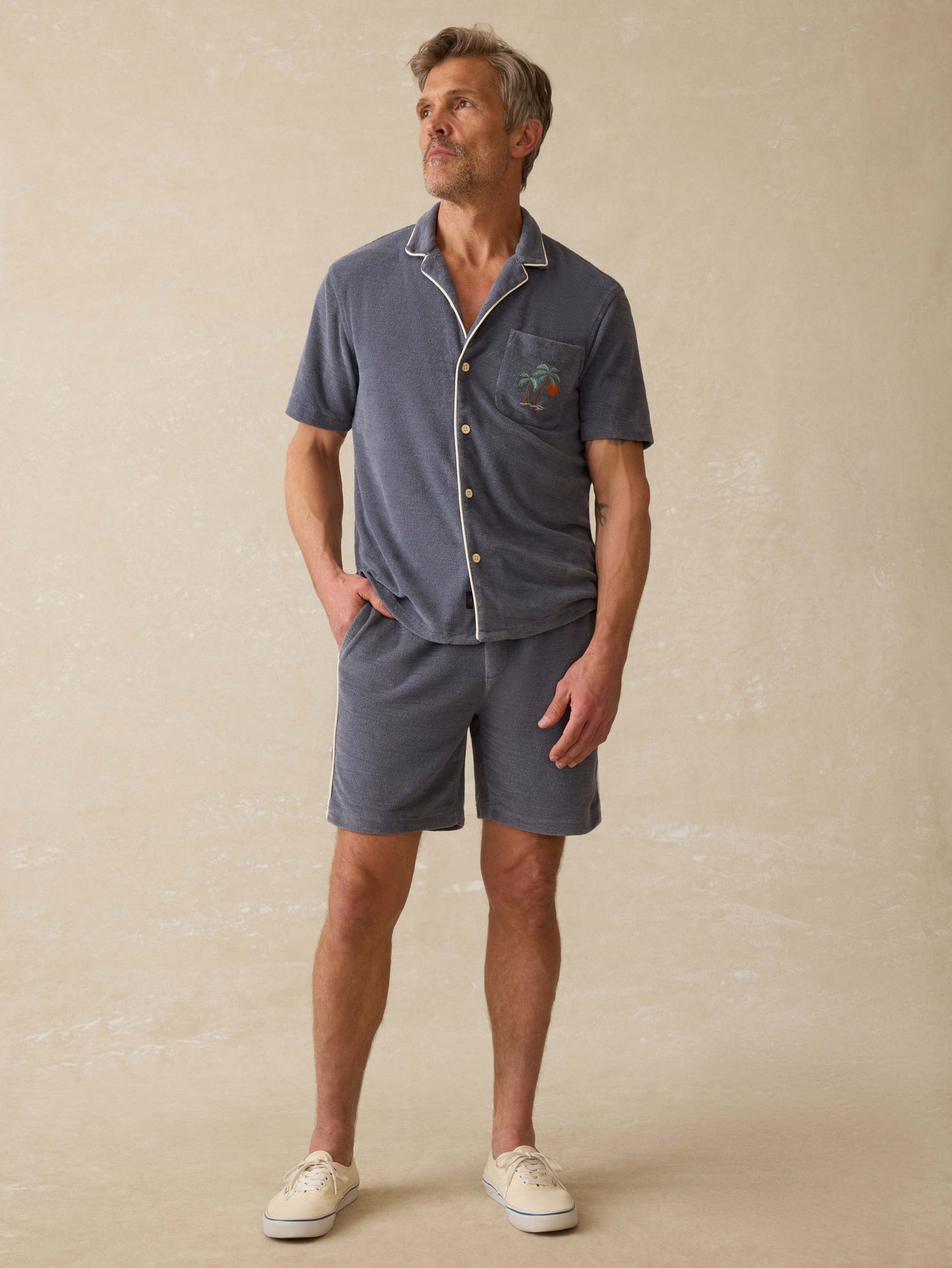 Short-Sleeve Cabana Towel Terry Shirt - Eastern Storm