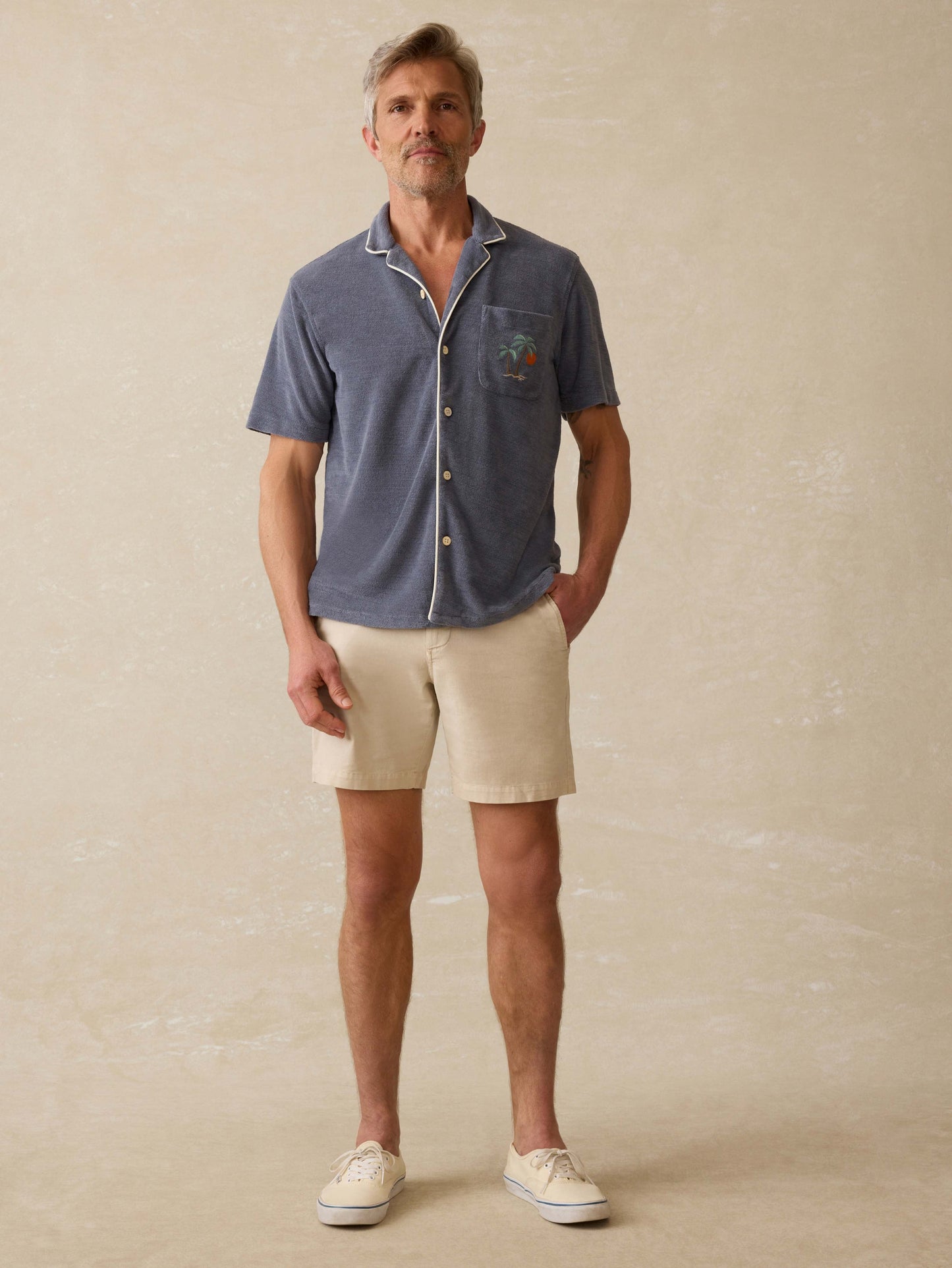 Short-Sleeve Cabana Towel Terry Shirt - Eastern Storm