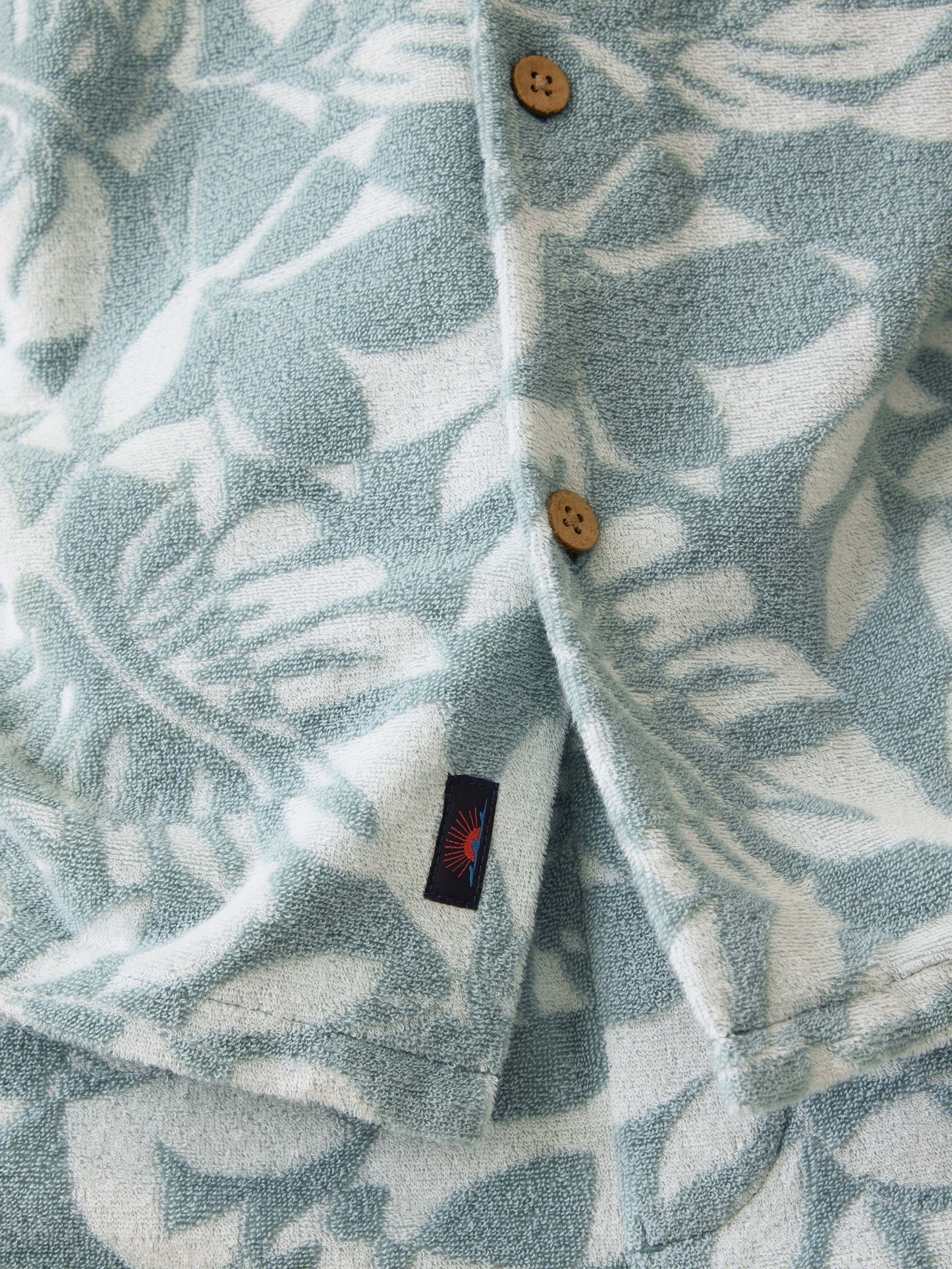 Short-Sleeve Cabana Towel Terry Shirt - Poolside Foliage Teal