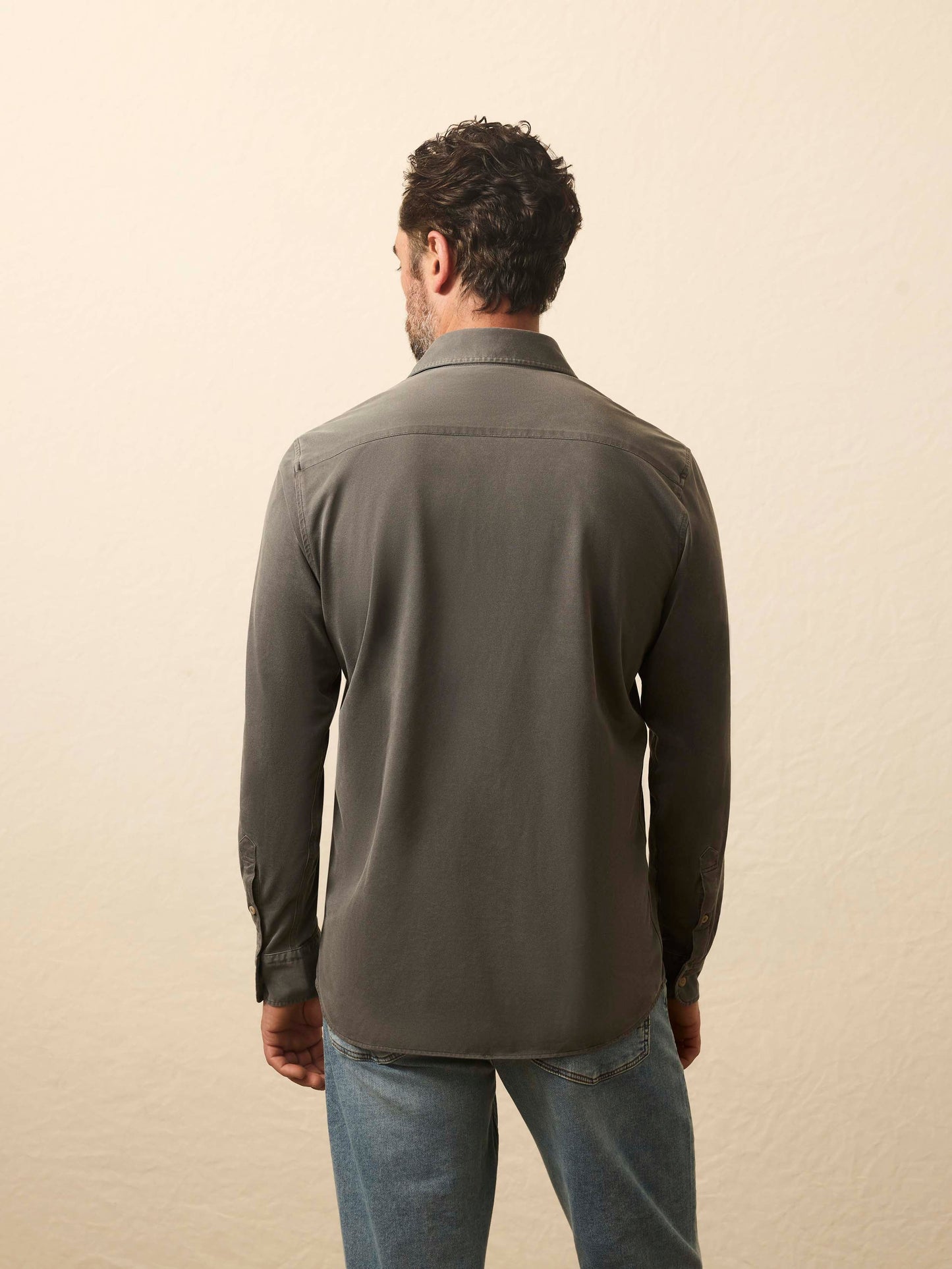 Long-Sleeve Costa Pique Shirt - Washed Charcoal