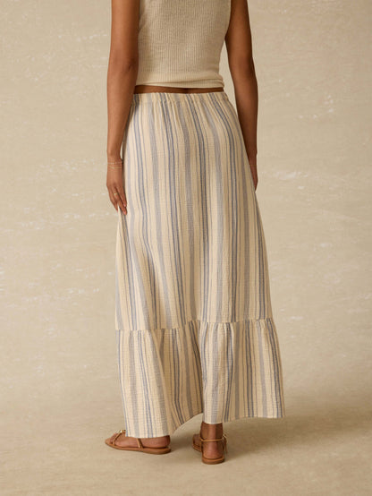 Dune Cotton Gauze Rees Skirt - Aqua Sea Stripe