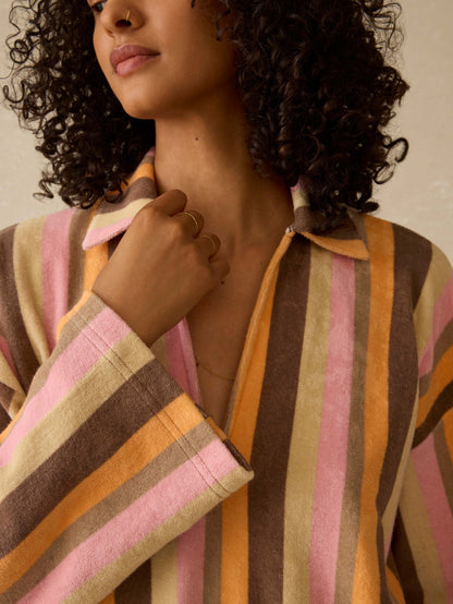 Cabana Towel Terry Mini Dress - Sun Kissed Stripe