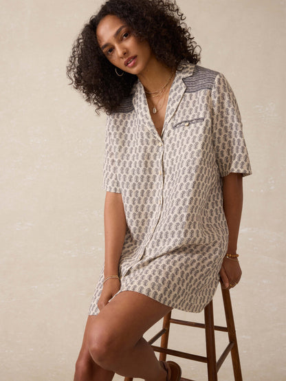 Paradise Point Linen Dress - Summer Pearl Blossom