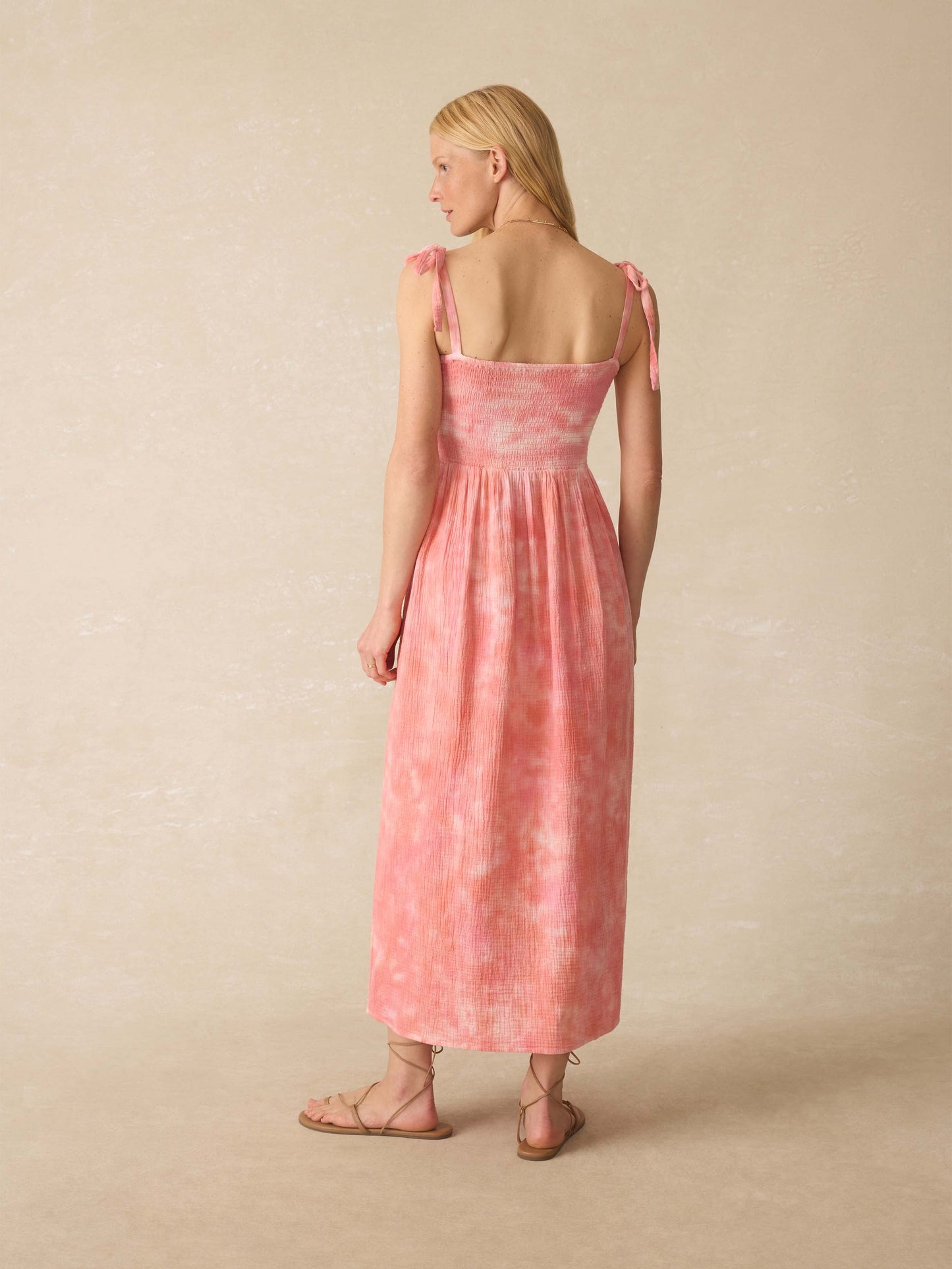 Dune Cotton Gauze Ella Dress - Coral Skies Tie Dye