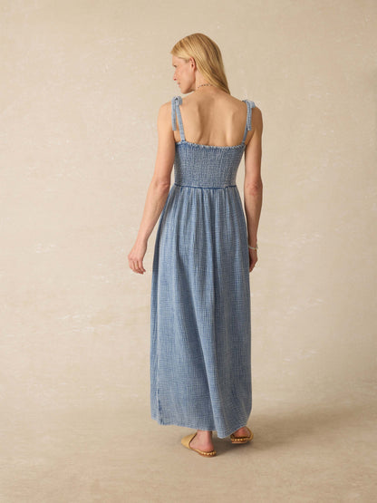 Dune Cotton Gauze Ella Dress - Light Indigo Wash