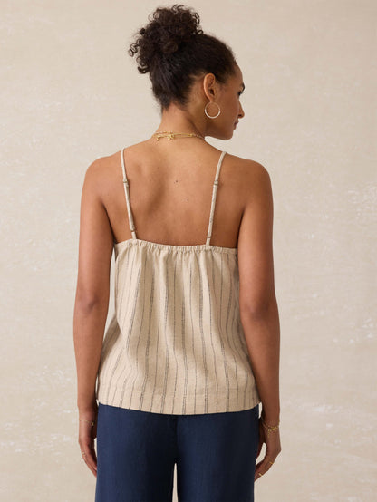 Riviera Linen Tank - Driftwood Stripe