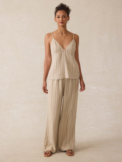 Riviera Linen Pant - Driftwood Stripe