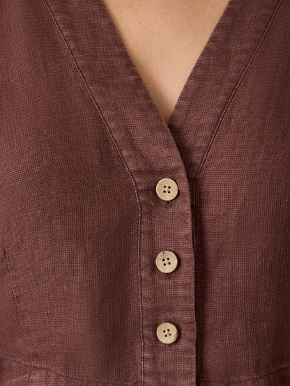 Palma Linen Avery Top - Cocoa
