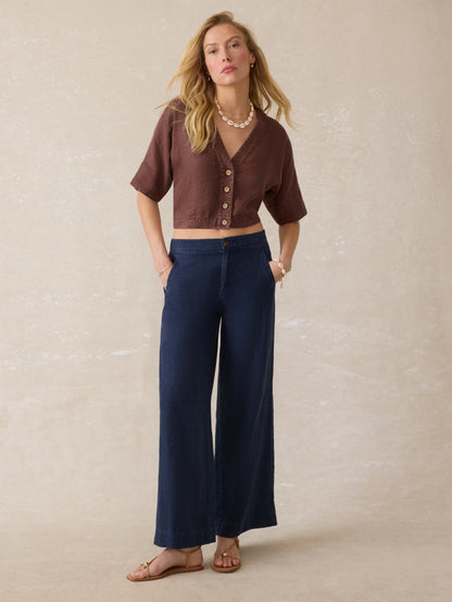 Palma Linen Avery Top - Cocoa