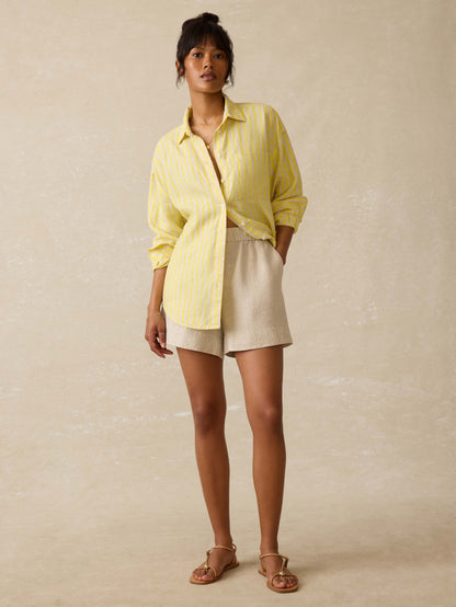 Laguna Linen Relaxed Shirt - Golden Kiwi Lucy Stripe