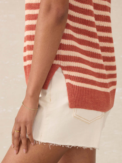 Miramar Linen Sweater Tank - Sandstone Stripe
