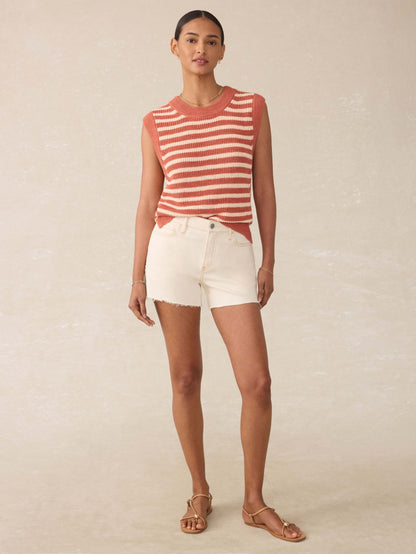 Miramar Linen Sweater Tank - Sandstone Stripe