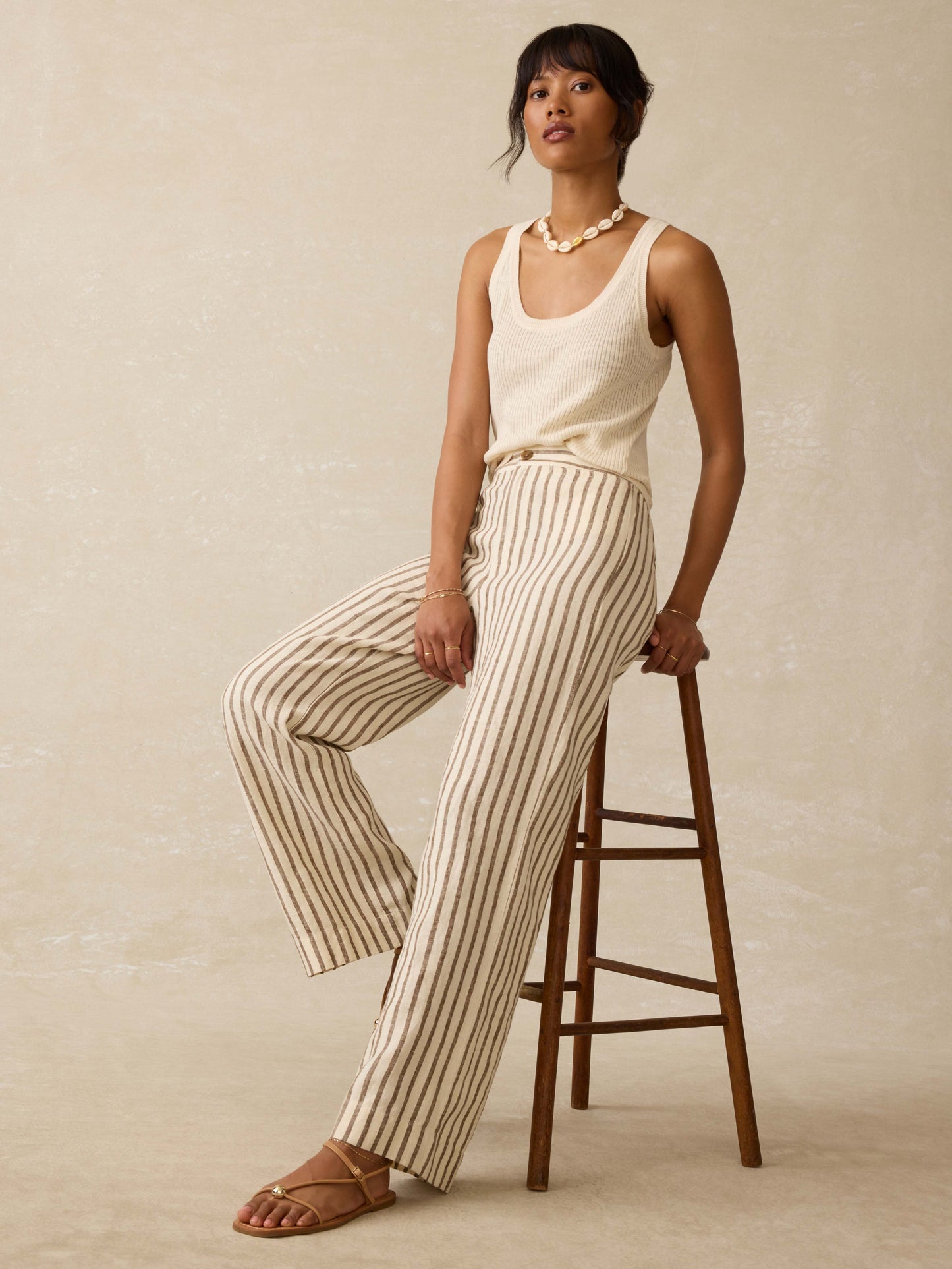 Sun Strider Linen Pant - Cocoa Grove Stripe