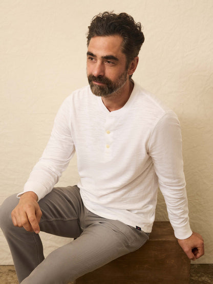 Sunwashed Slub Henley - White